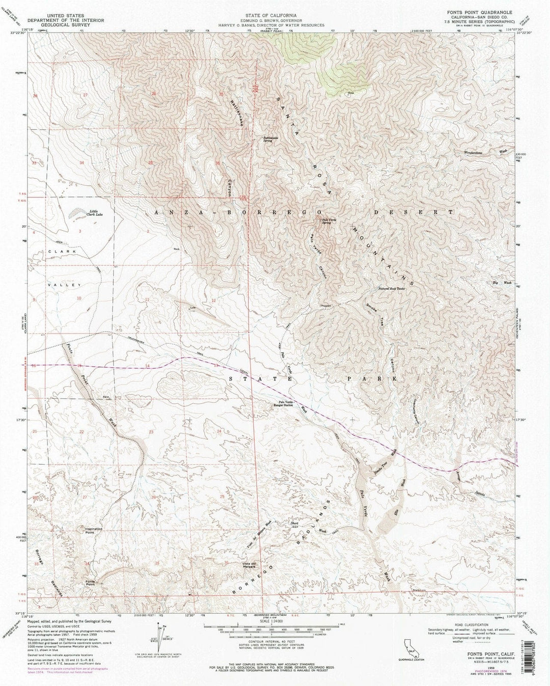 1959 Fonts Point, CA - California - USGS Topographic Map