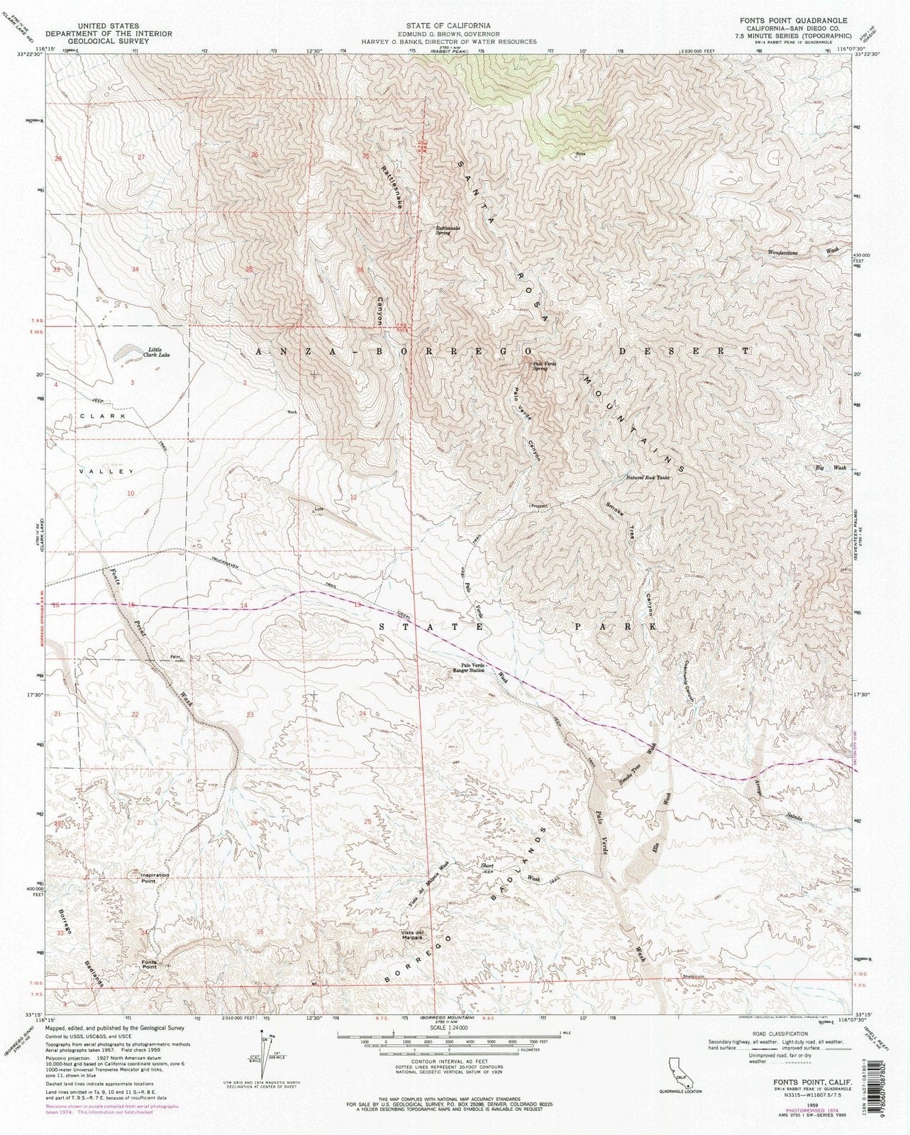 1959 Fonts Point, CA - California - USGS Topographic Map