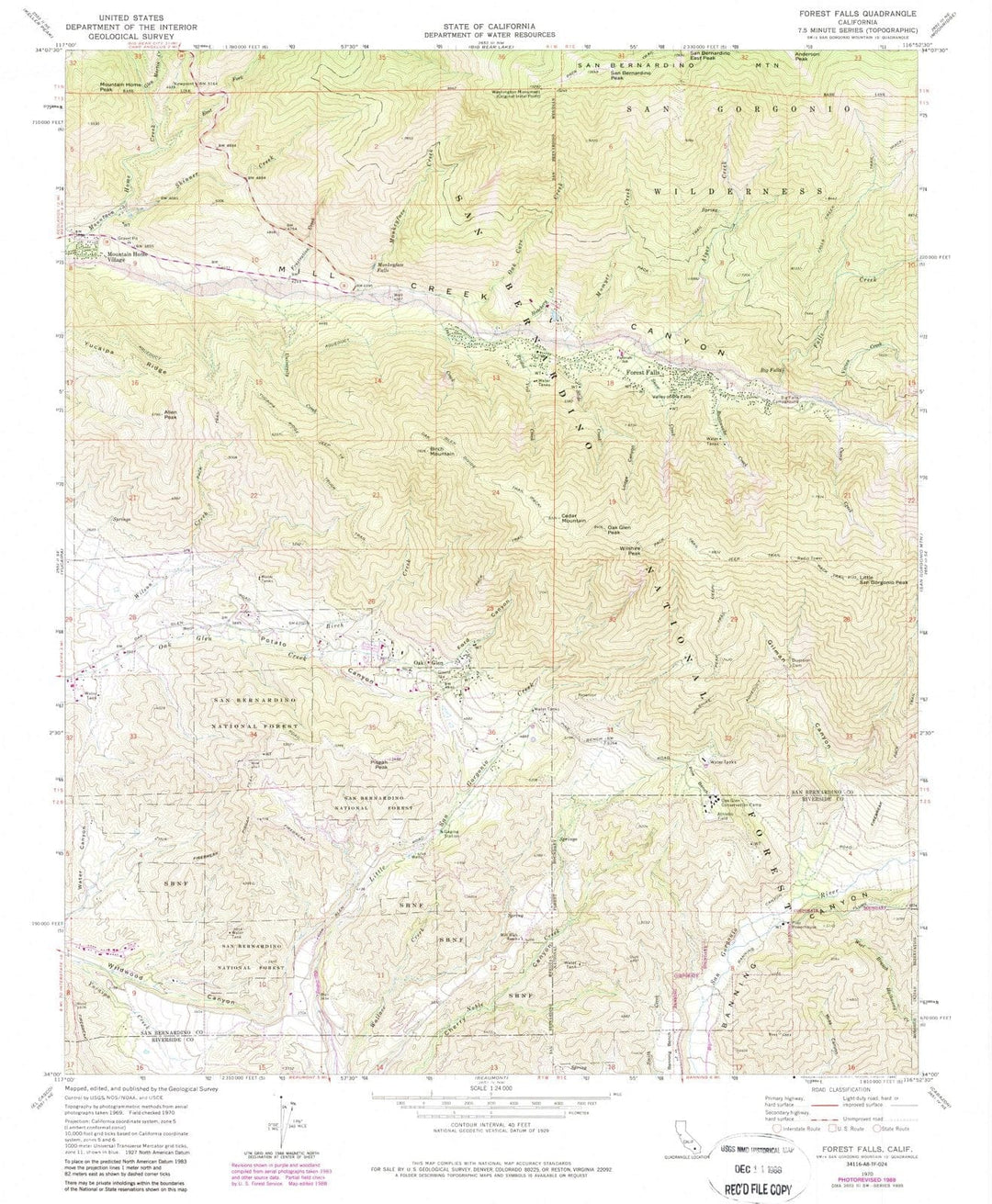 1970 Forest Falls, CA - California - USGS Topographic Map