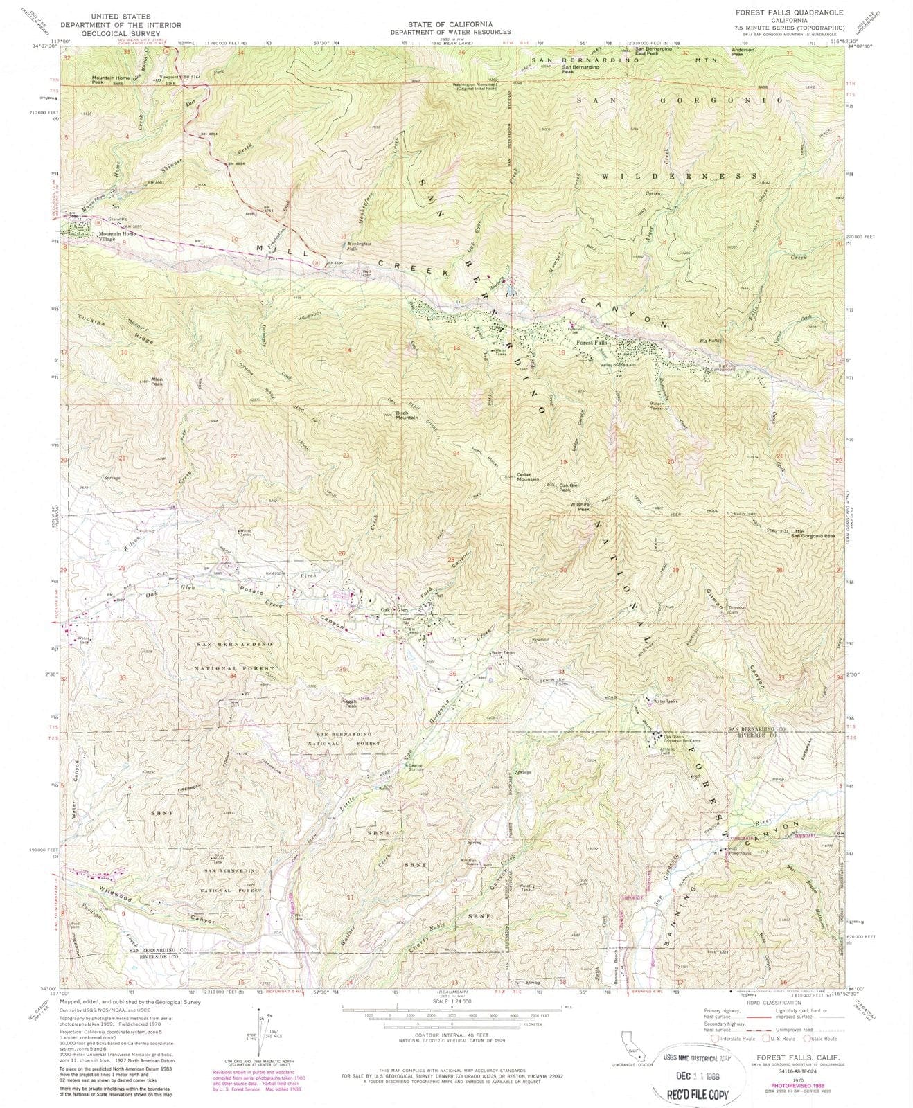 1970 Forest Falls, CA - California - USGS Topographic Map
