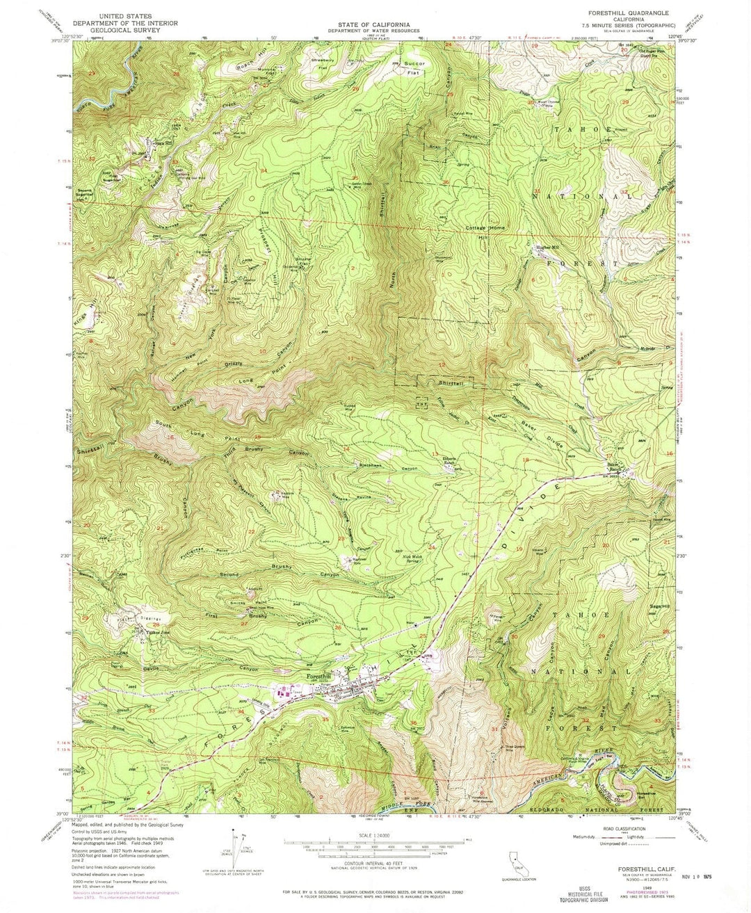 1948 Foresthill, CA - California - USGS Topographic Map