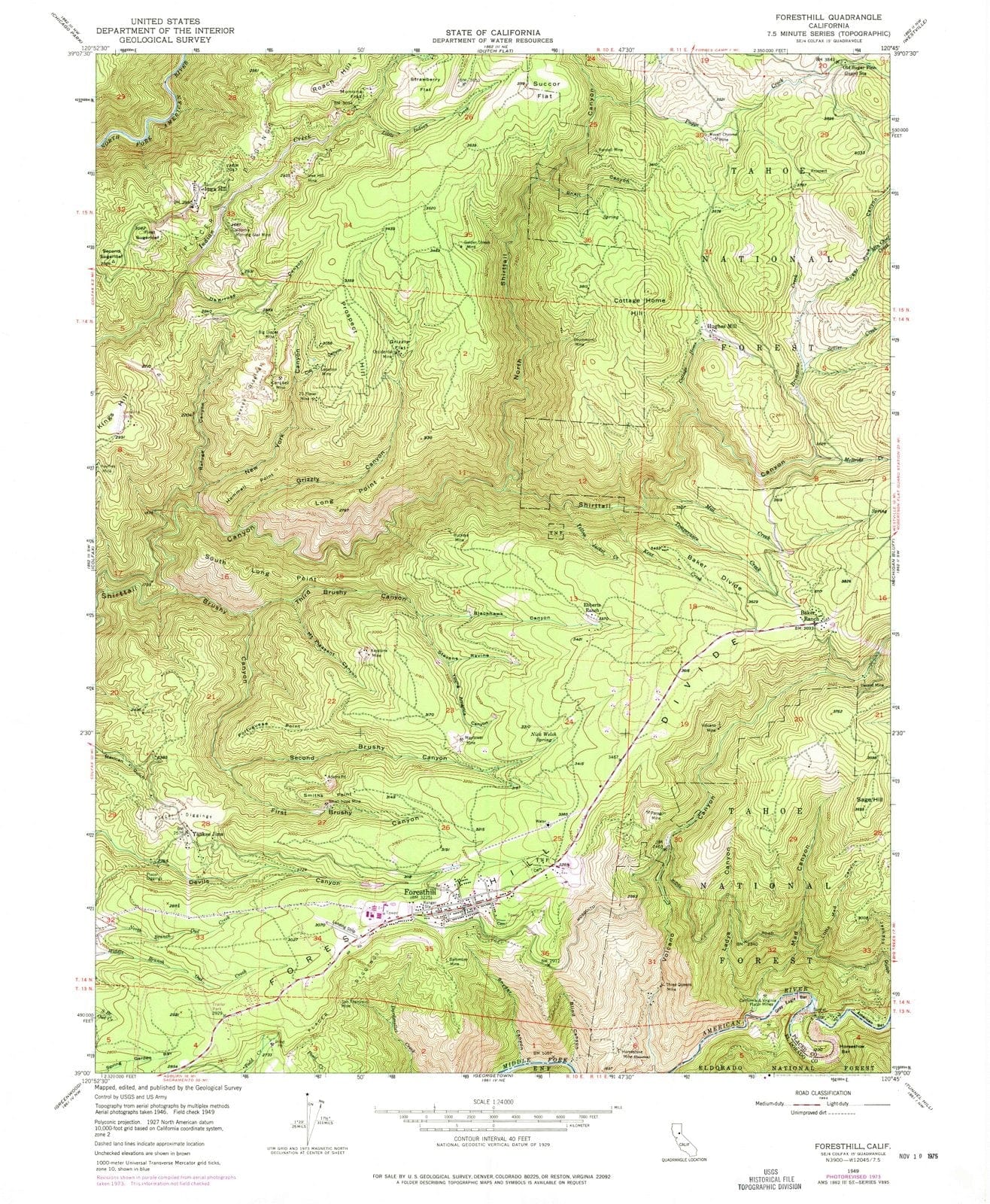 1948 Foresthill, CA - California - USGS Topographic Map