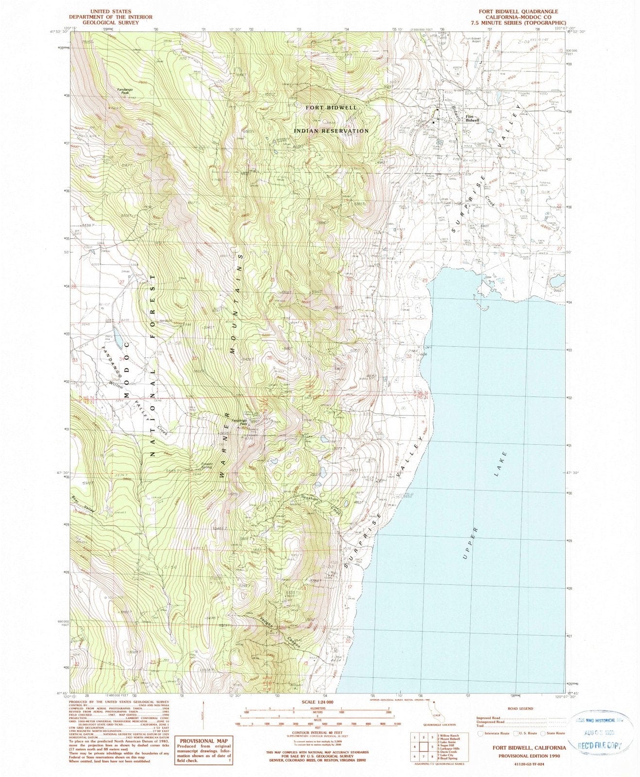 1990 Fort Bidwell, CA - California - USGS Topographic Map