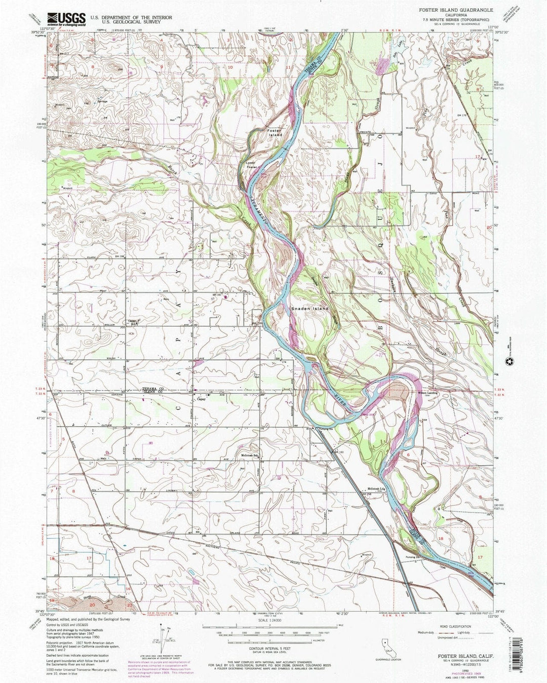 1950 Foster Island, CA - California - USGS Topographic Map