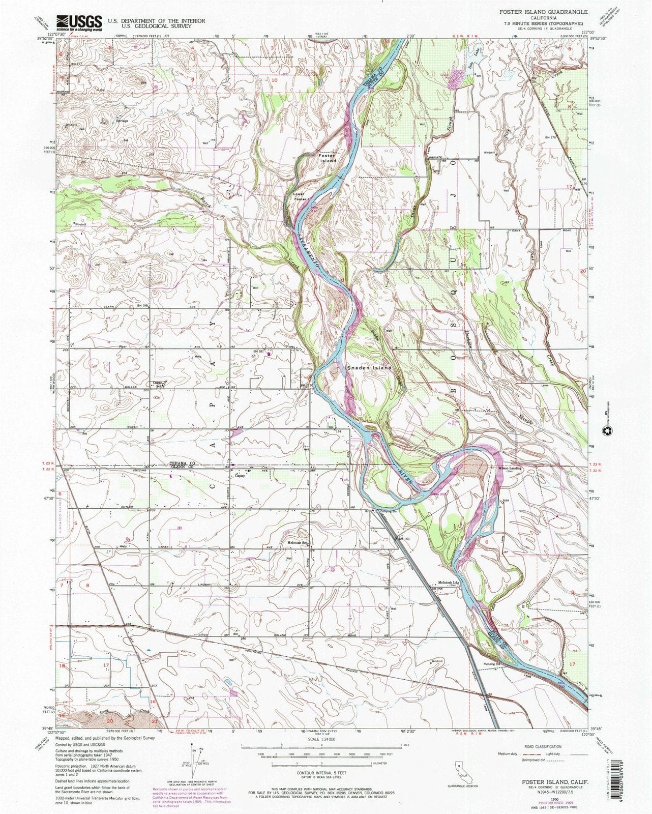 1950 Foster Island, CA - California - USGS Topographic Map