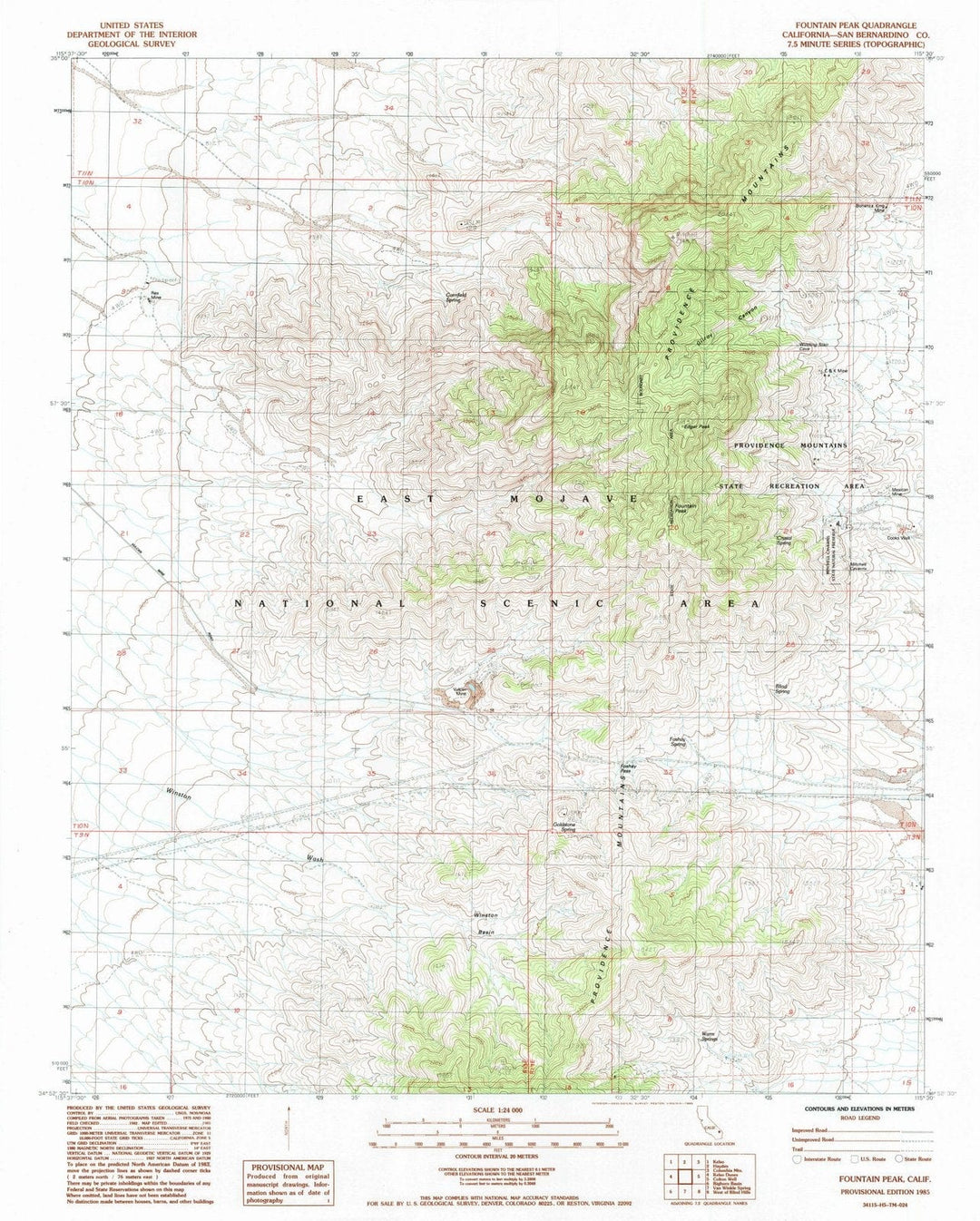 1985 Fountain Peak, CA - California - USGS Topographic Map