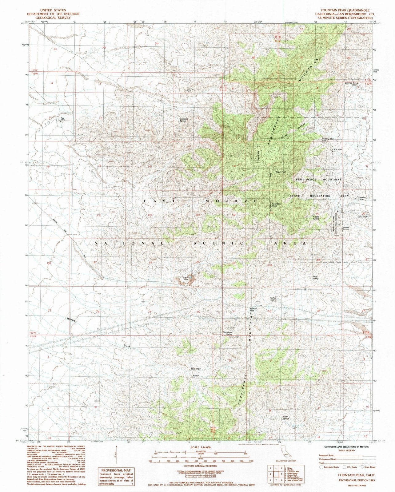 1985 Fountain Peak, CA - California - USGS Topographic Map