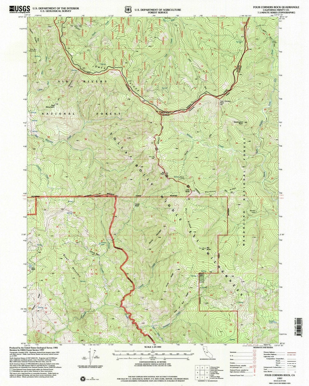 1997 Four Corners Rock, CA - California - USGS Topographic Map