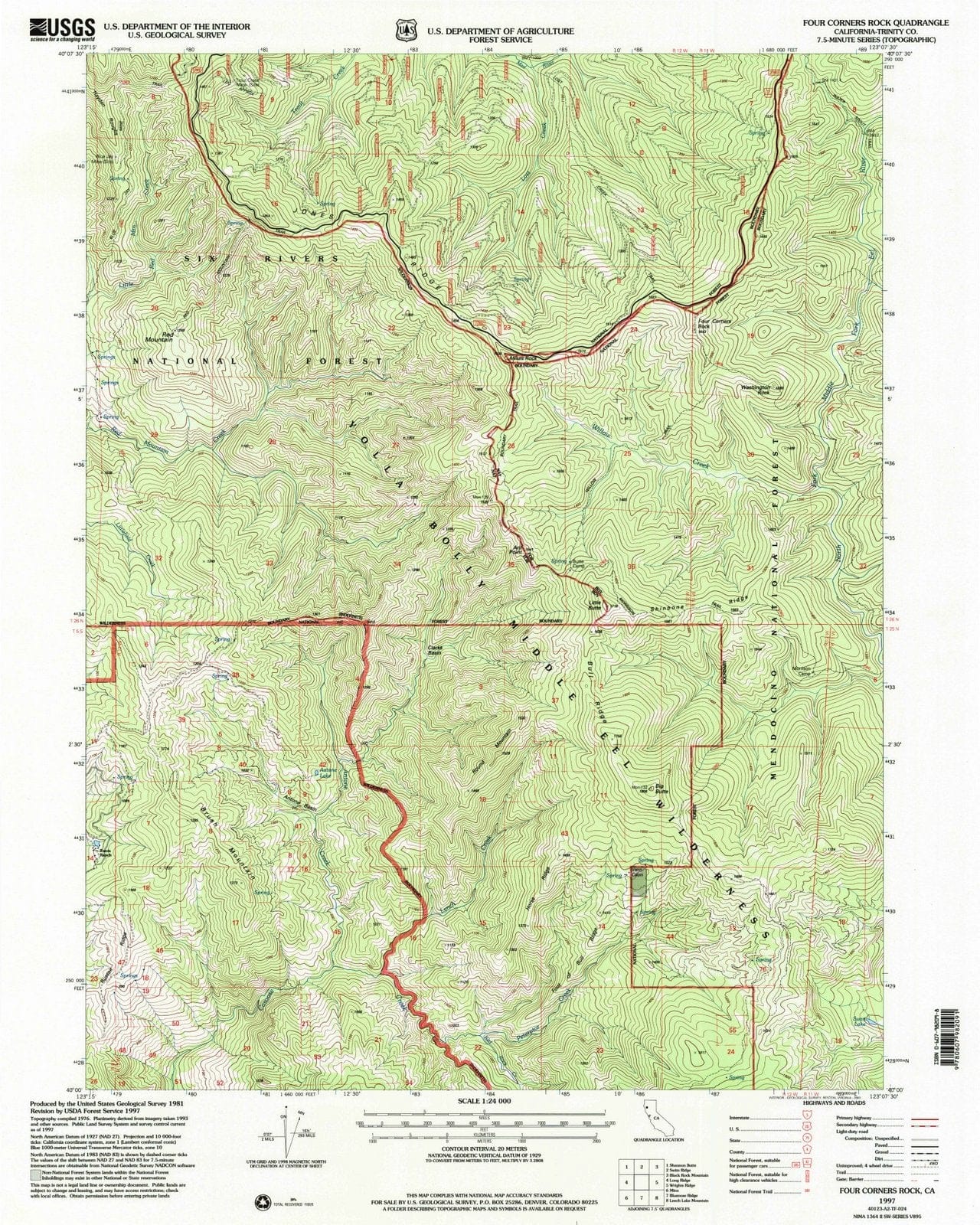 1997 Four Corners Rock, CA - California - USGS Topographic Map