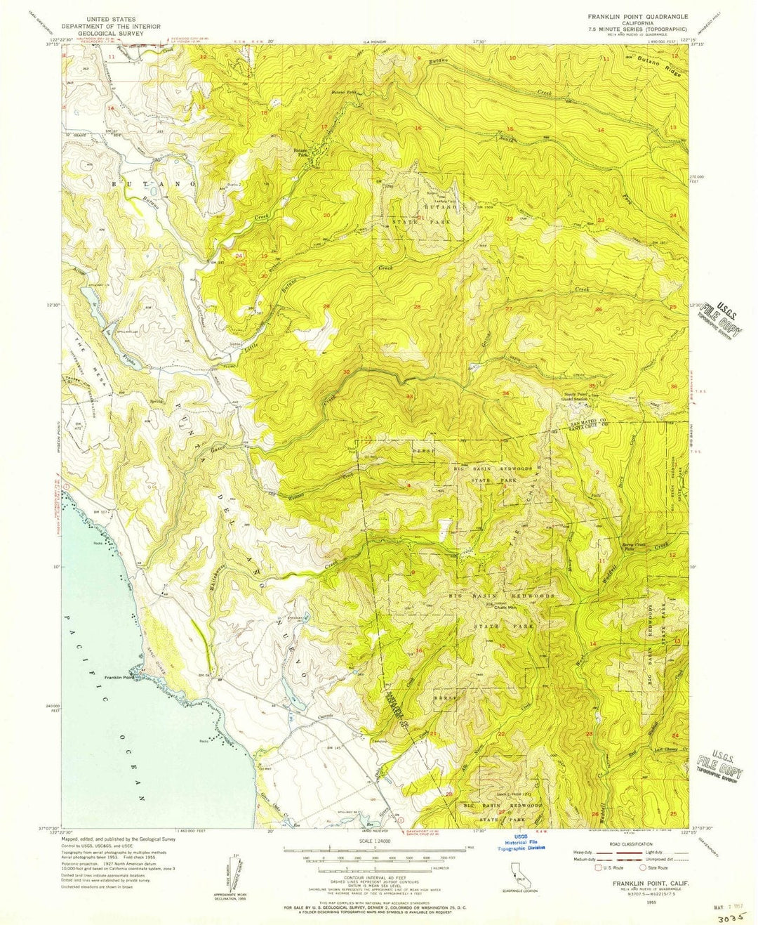1955 Franklin Point, CA - California - USGS Topographic Map