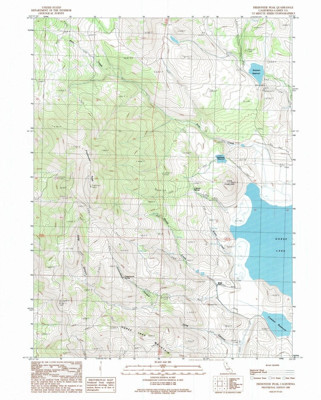 1989 Fredonyer Peak, CA - California - USGS Topographic Map