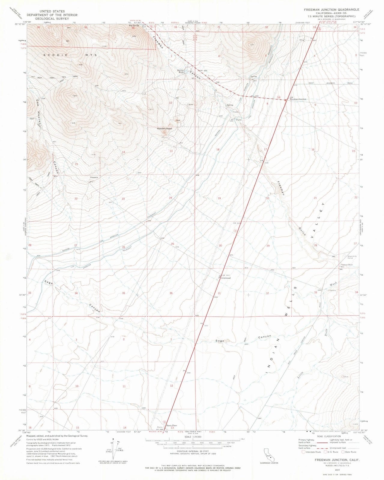 1972 Freeman Junction, CA - California - USGS Topographic Map