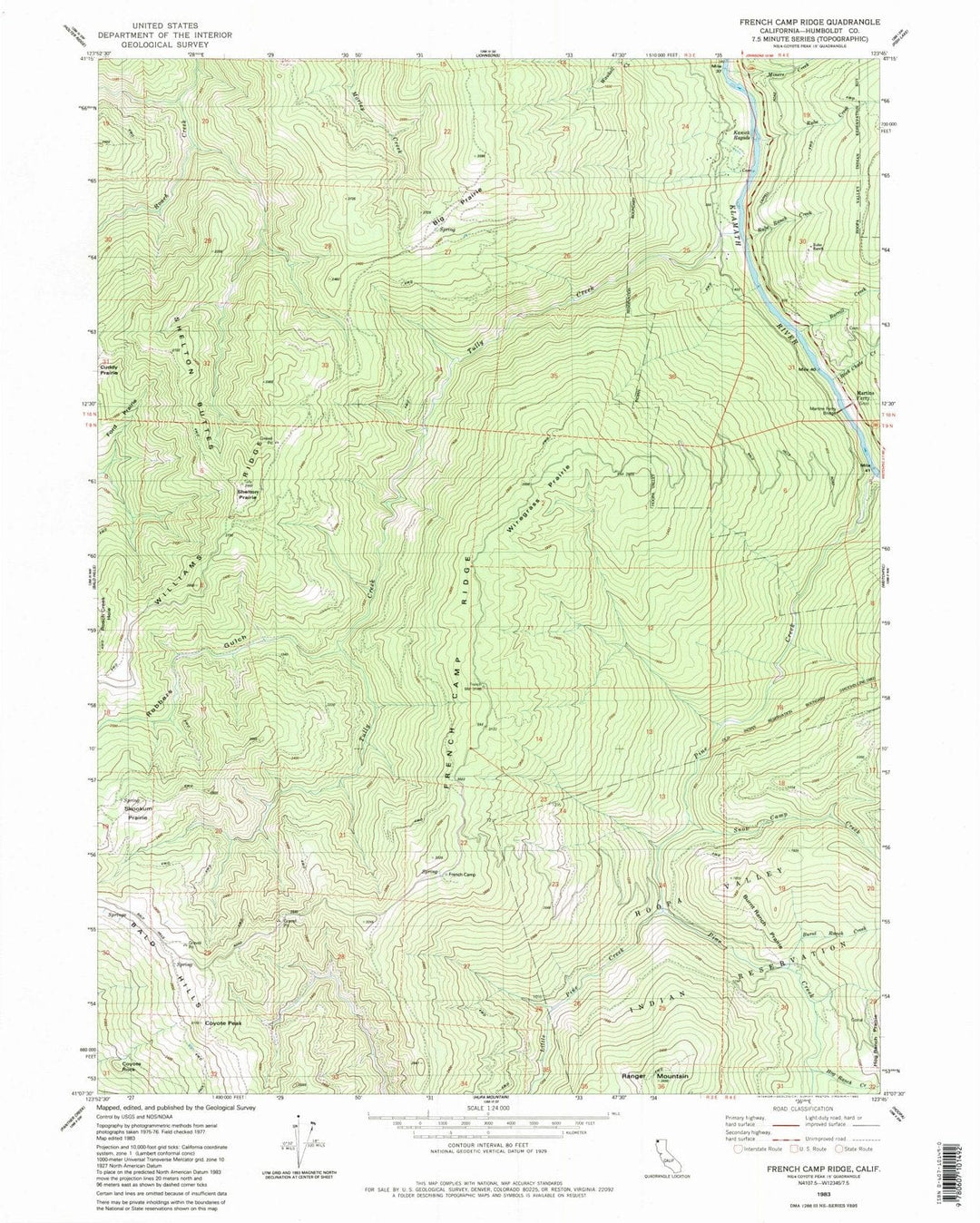 1983 French Camp Ridge, CA - California - USGS Topographic Map