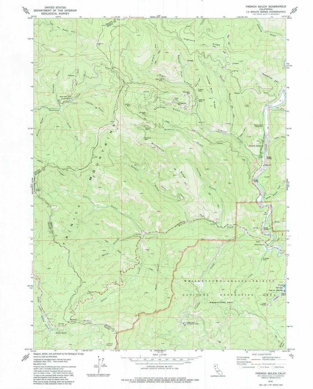 1979 French Gulch, CA - California - USGS Topographic Map
