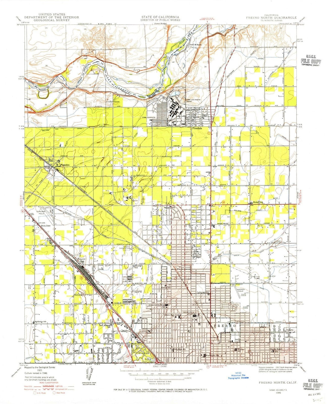 1946 Fresno North, CA - California - USGS Topographic Map