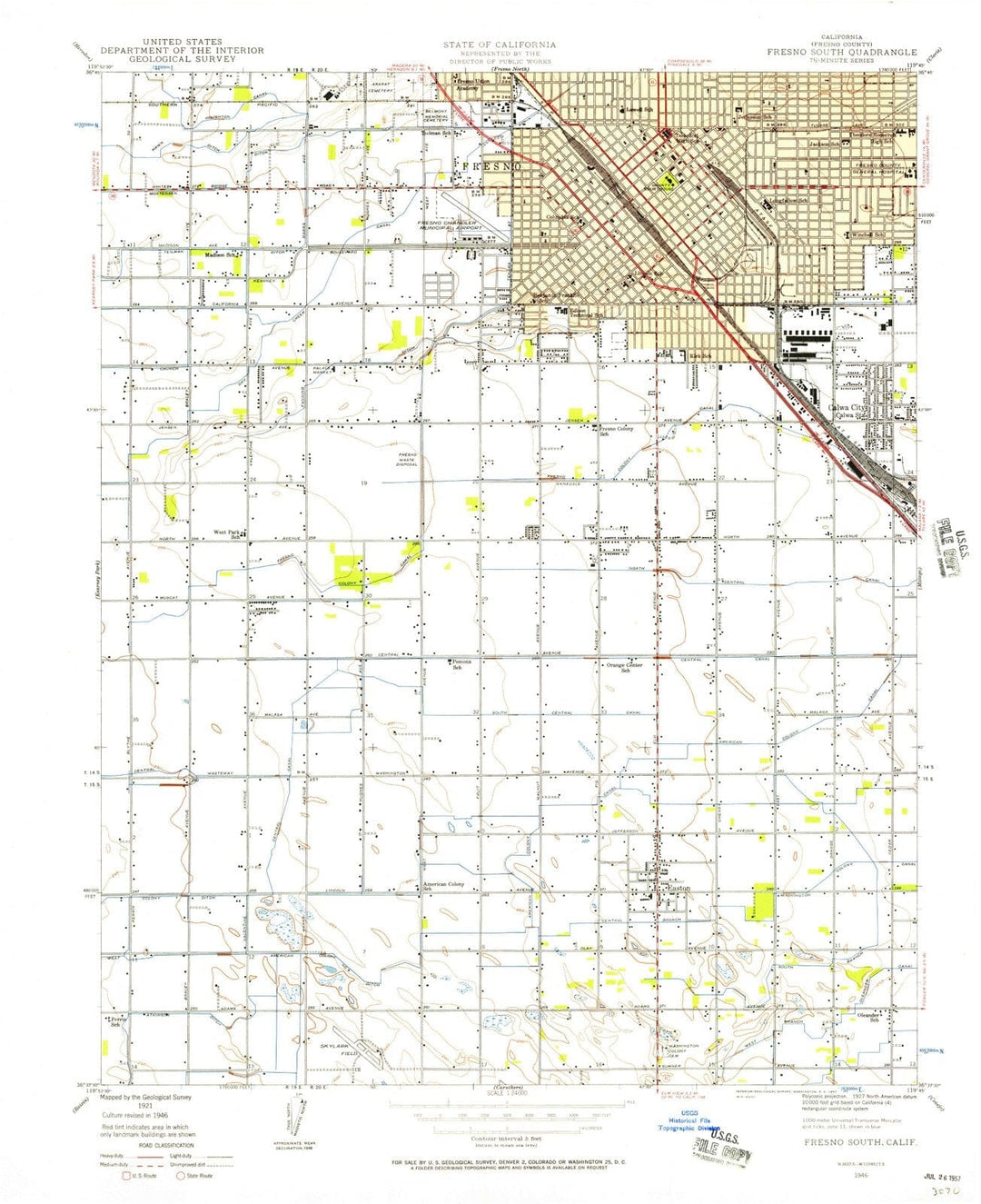 1946 Fresno South, CA - California - USGS Topographic Map