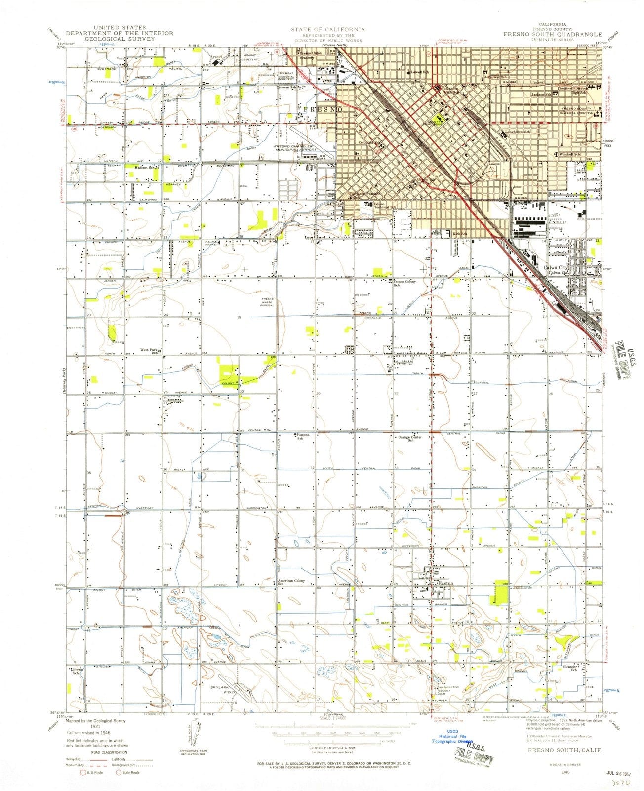 1946 Fresno South, CA - California - USGS Topographic Map
