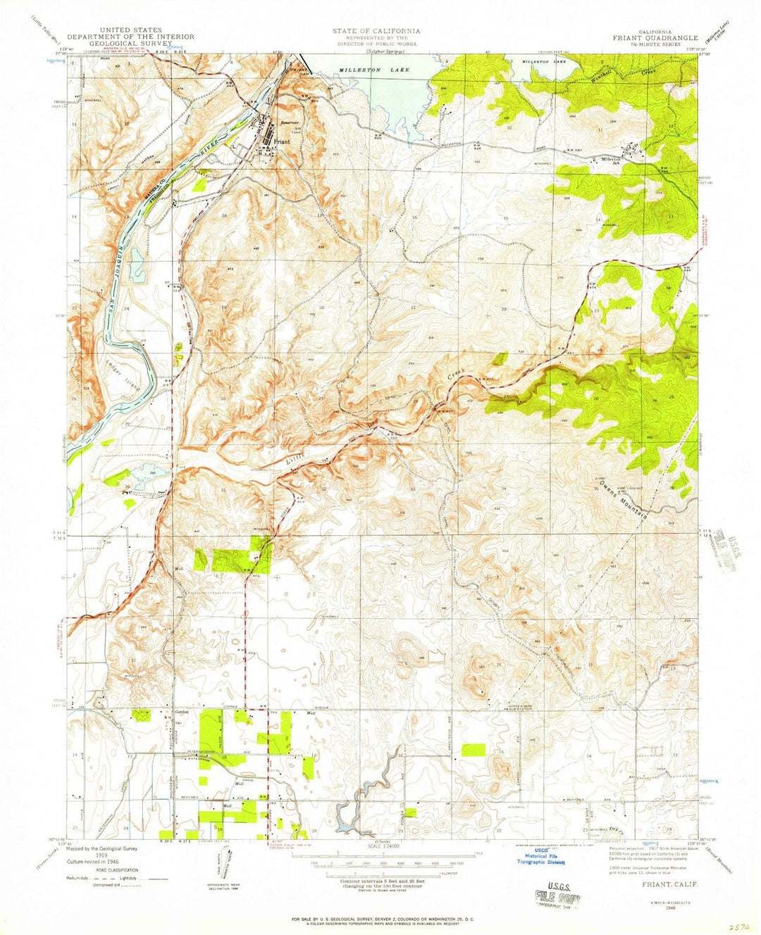 1946 Friant, CA - California - USGS Topographic Map