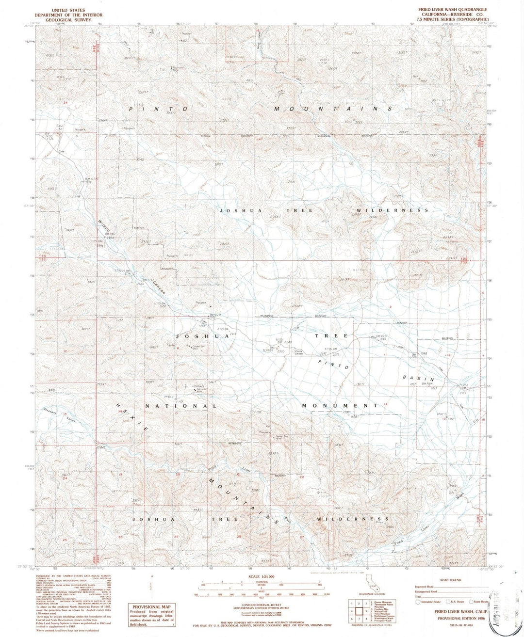 1986 Fried Liver Wash, CA - California - USGS Topographic Map