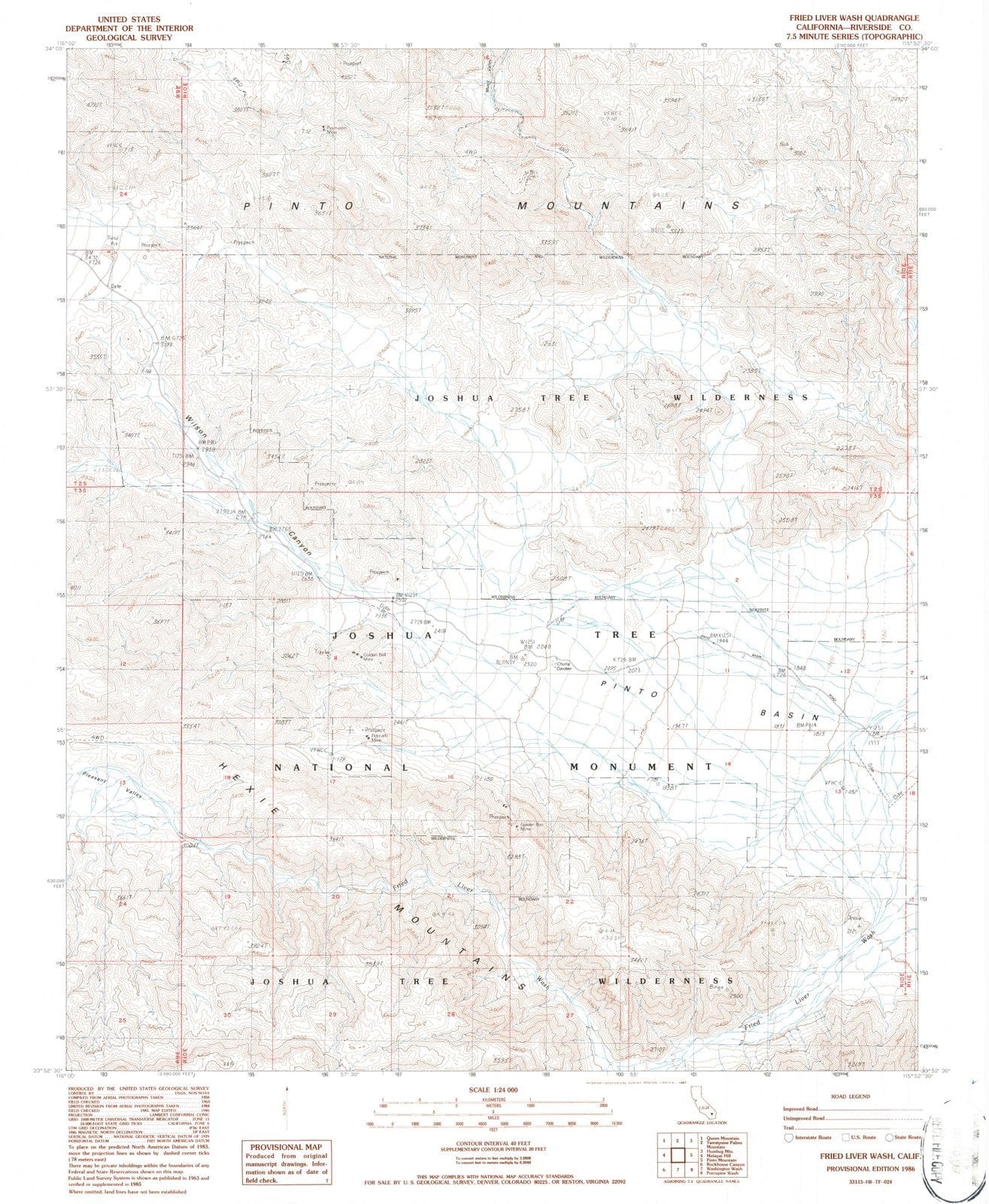 1986 Fried Liver Wash, CA - California - USGS Topographic Map
