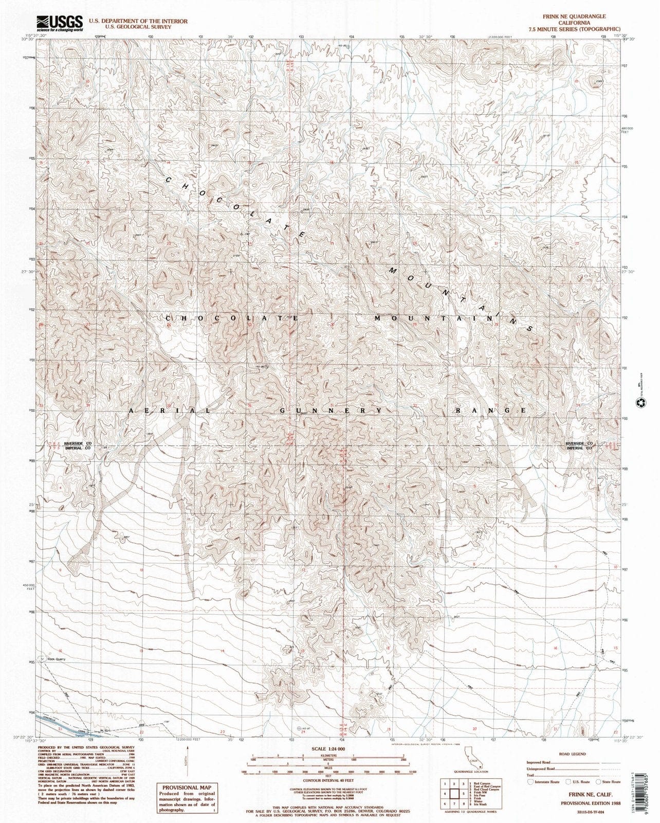 1988 Frink, CA - California - USGS Topographic Map