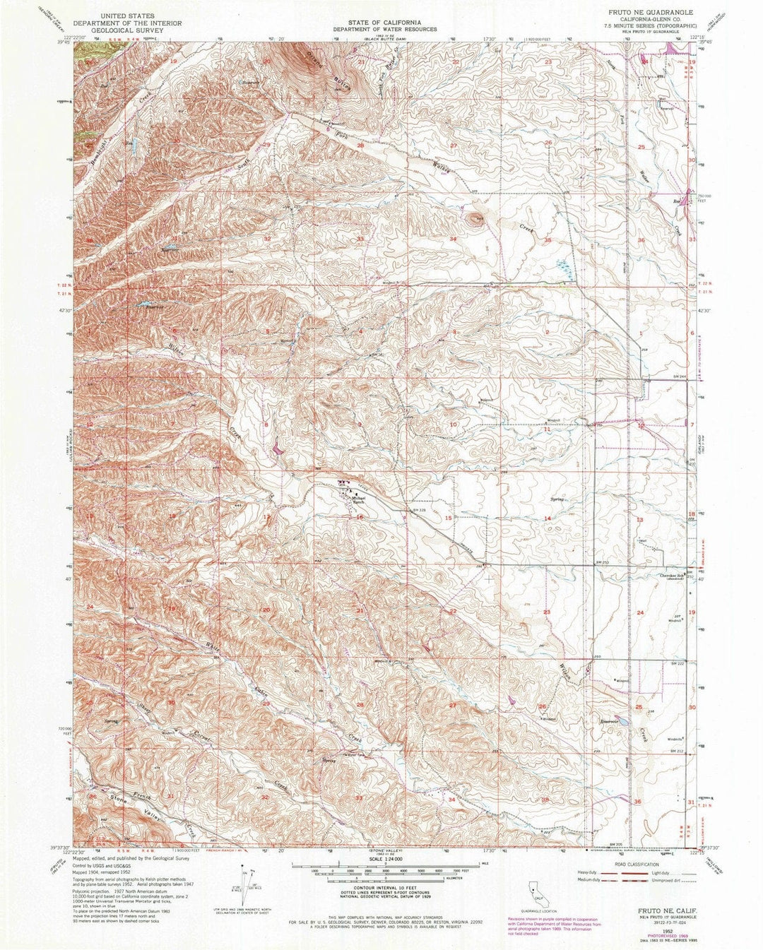 1952 Fruto, CA - California - USGS Topographic Map