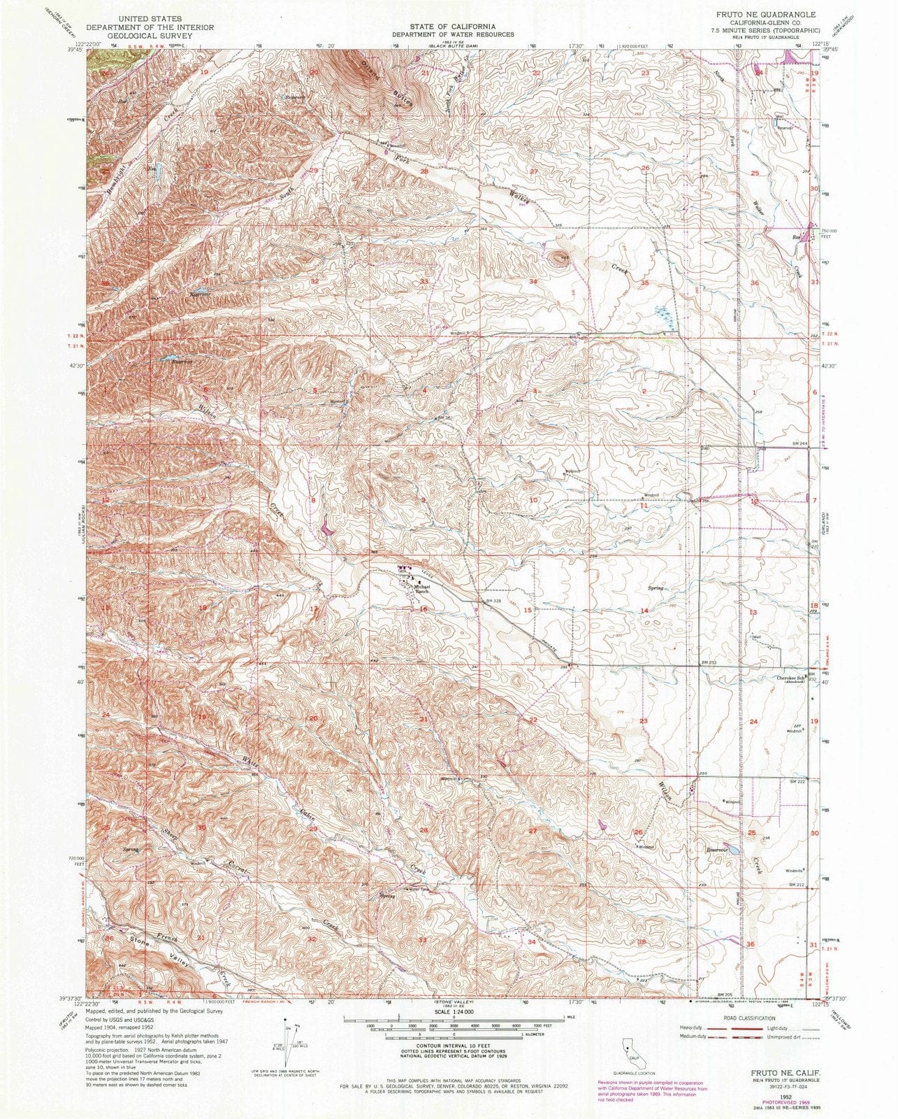 1952 Fruto, CA - California - USGS Topographic Map