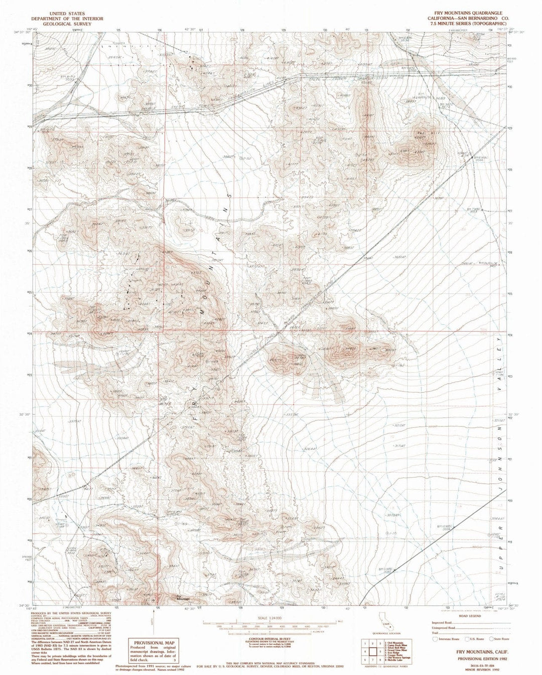 1982 Fry Mountains, CA - California - USGS Topographic Map