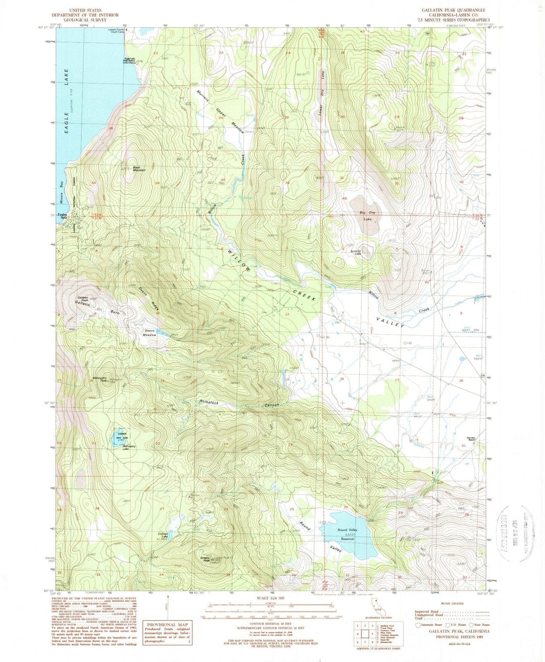 1989 Gallatin Peak, CA - California - USGS Topographic Map