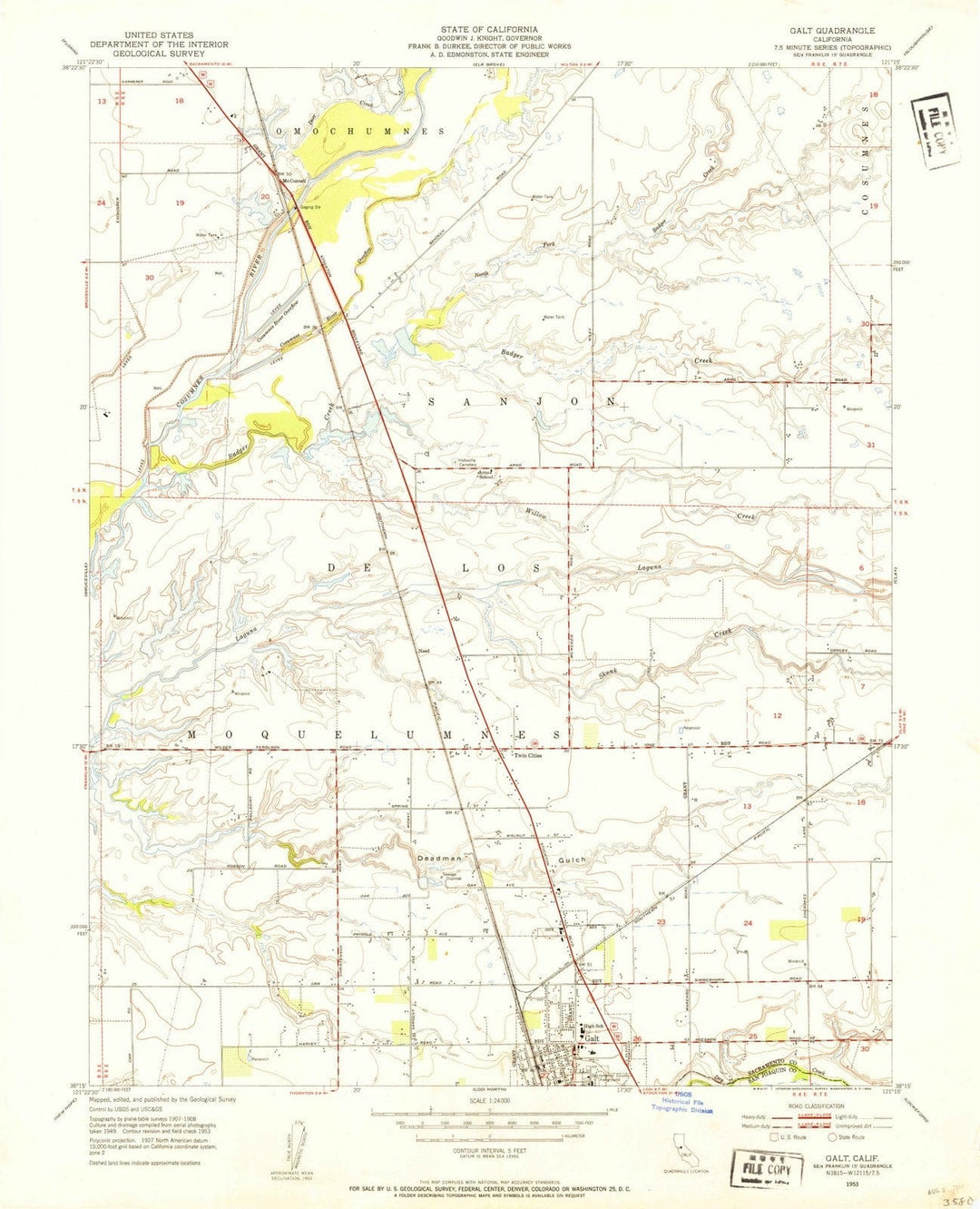 1953 Galt, CA - California - USGS Topographic Map