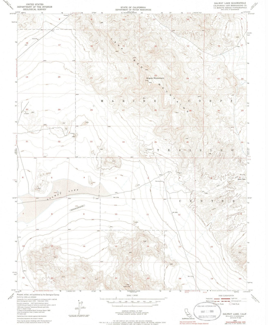 1954 Galway Lake, CA - California - USGS Topographic Map
