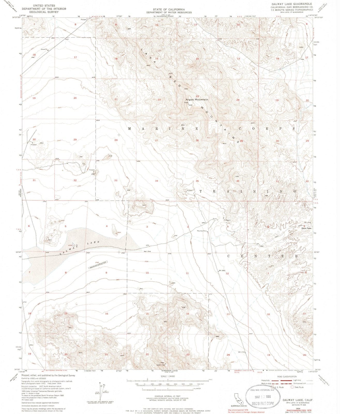 1954 Galway Lake, CA - California - USGS Topographic Map