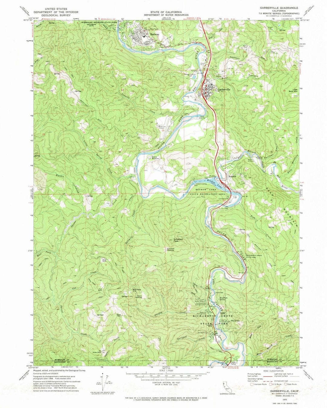 1970 Garberville, CA - California - USGS Topographic Map