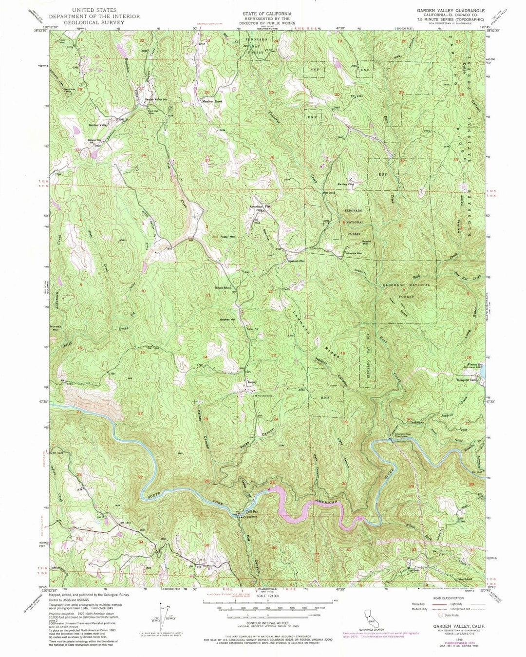1949 Garden Valley, CA - California - USGS Topographic Map