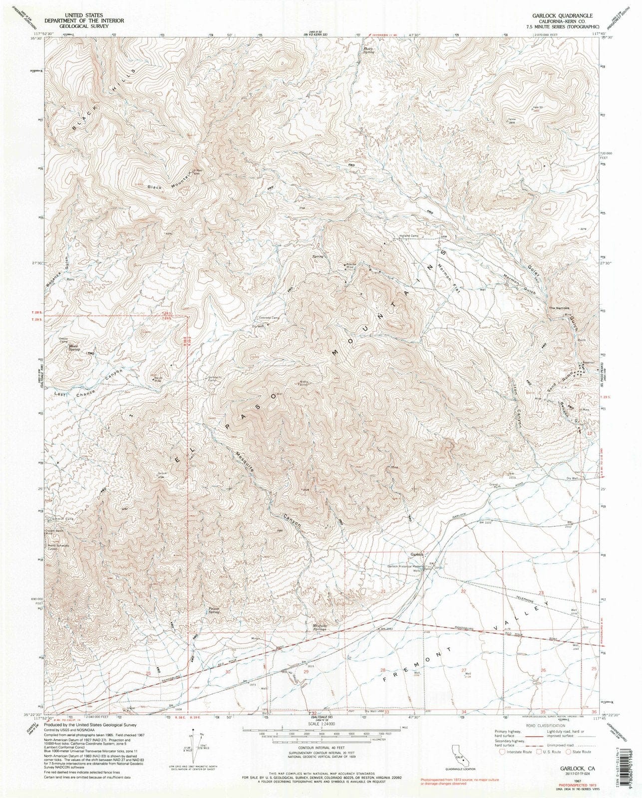 1967 Garlock, CA - California - USGS Topographic Map
