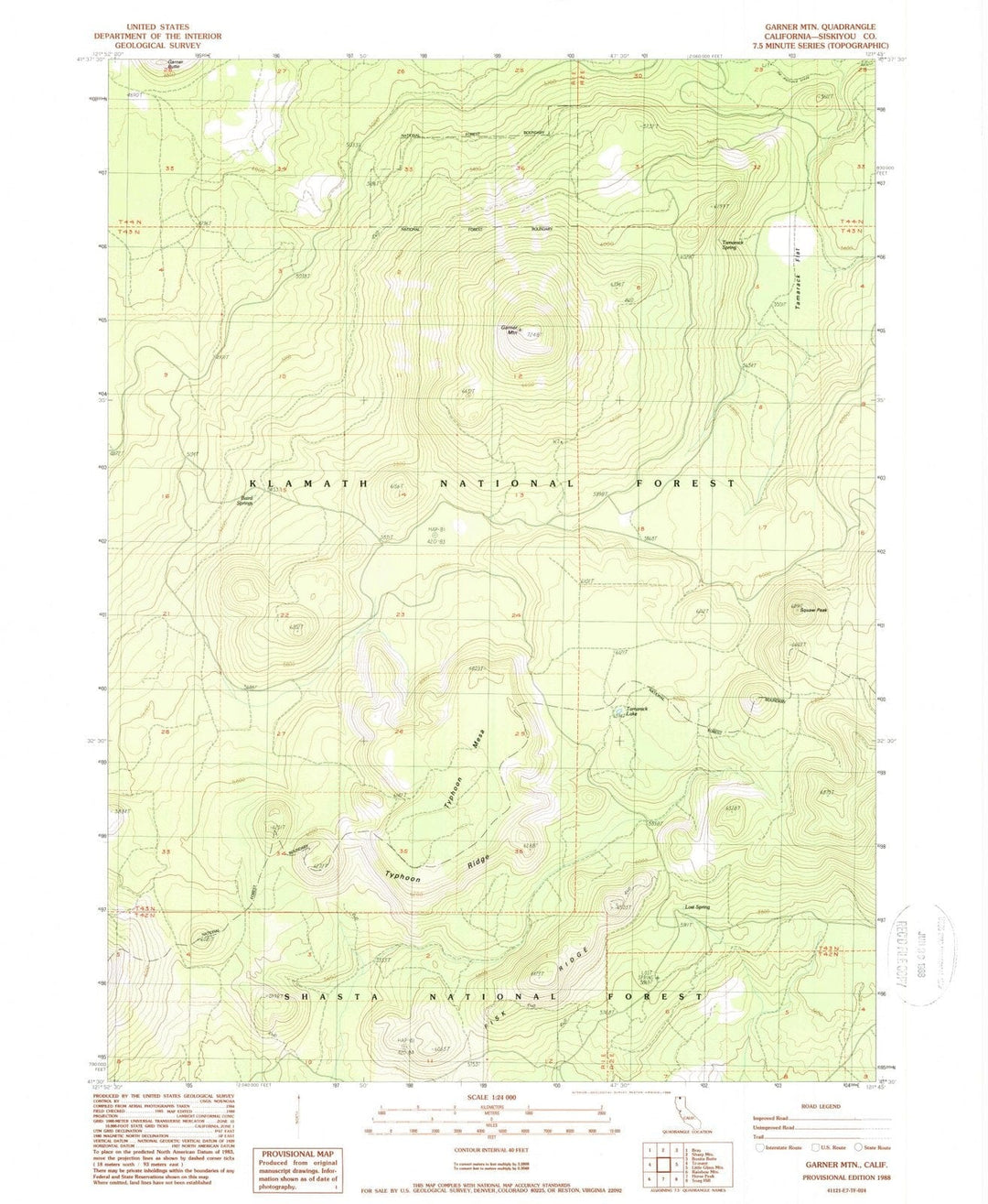 1988 Garner Mountain, CA - California - USGS Topographic Map