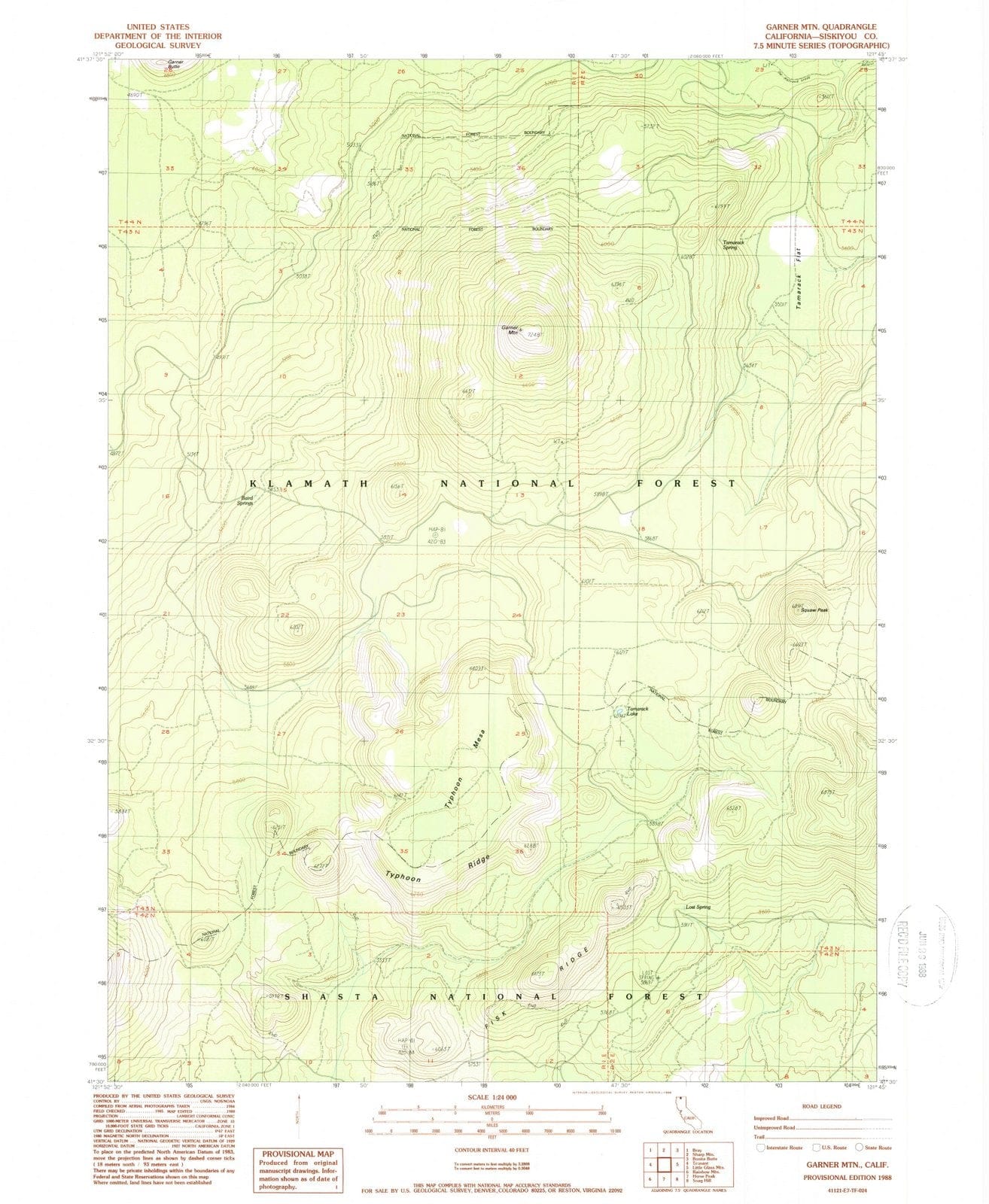 1988 Garner Mountain, CA - California - USGS Topographic Map