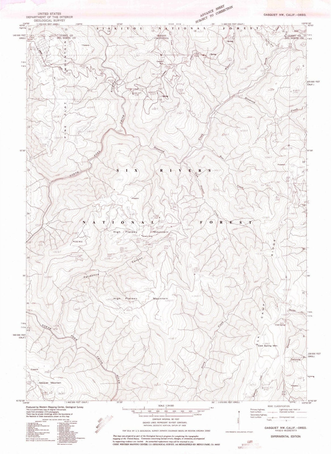 1975 Gasquet, CA - California - USGS Topographic Map