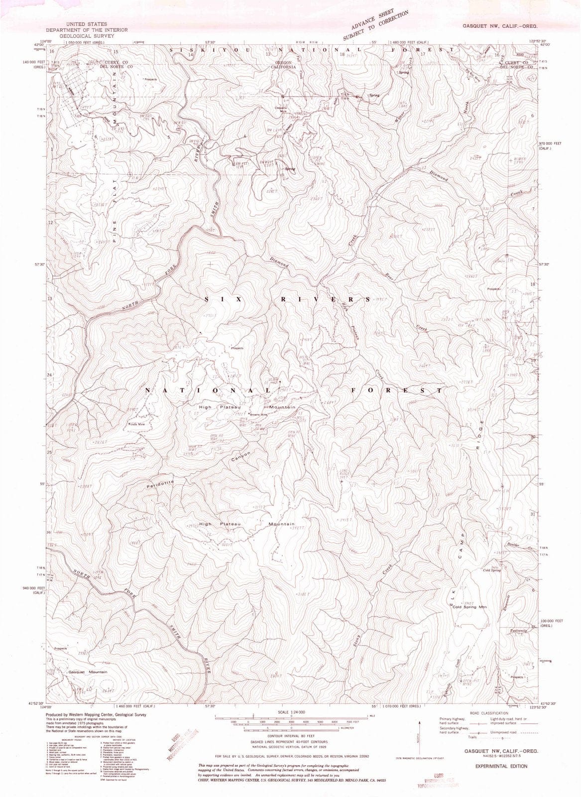 1975 Gasquet, CA - California - USGS Topographic Map