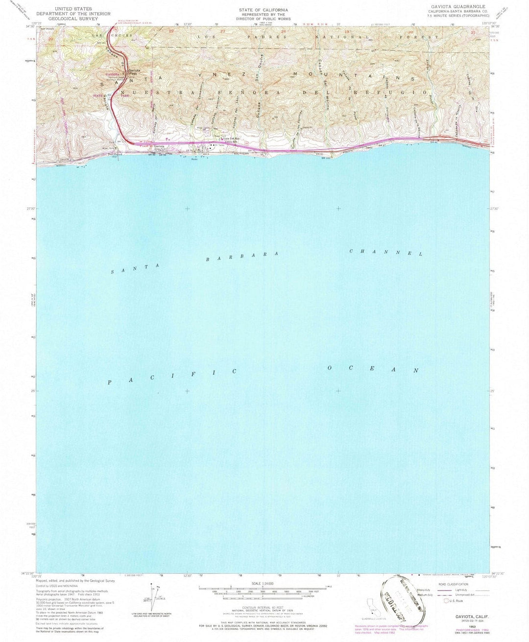 1953 Gaviota, CA - California - USGS Topographic Map