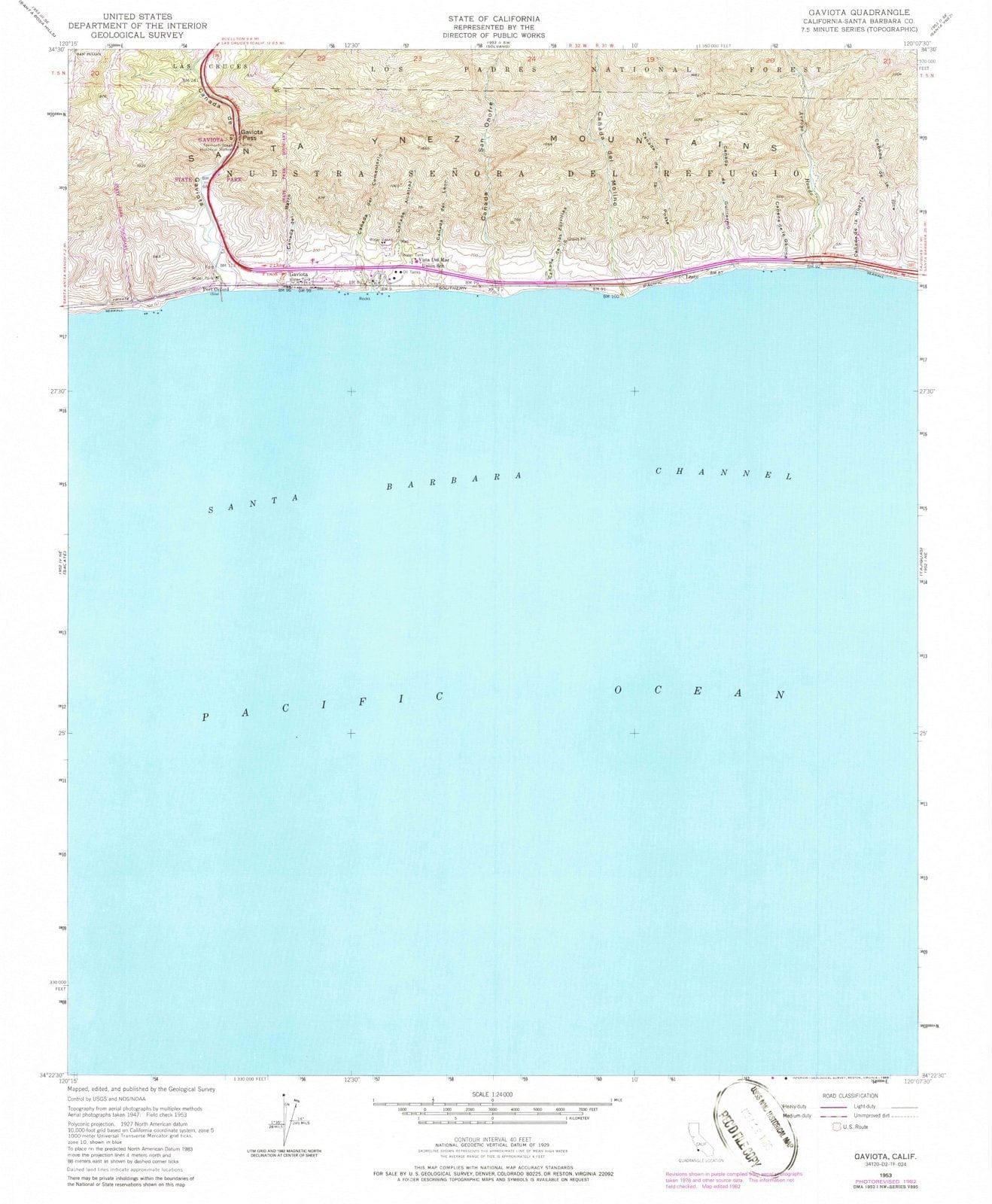 1953 Gaviota, CA - California - USGS Topographic Map