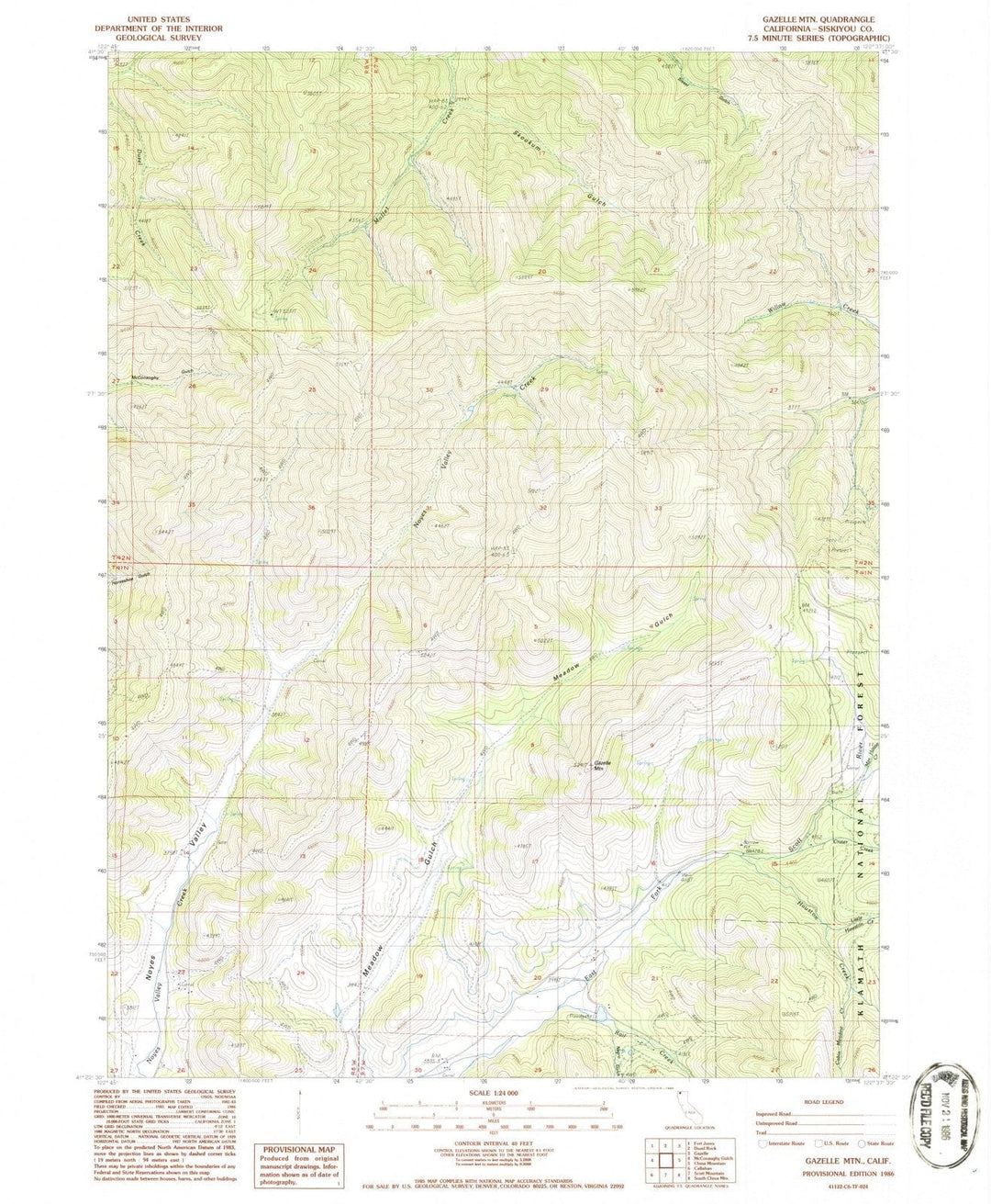 1986 Gazelle MTN, CA - California - USGS Topographic Map