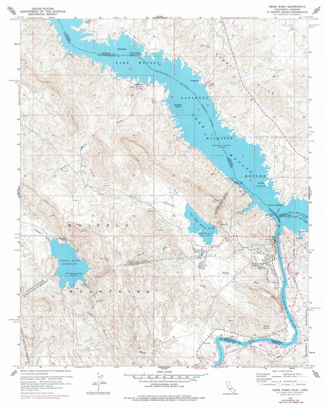 1959 Gene Wash, CA - California - USGS Topographic Map