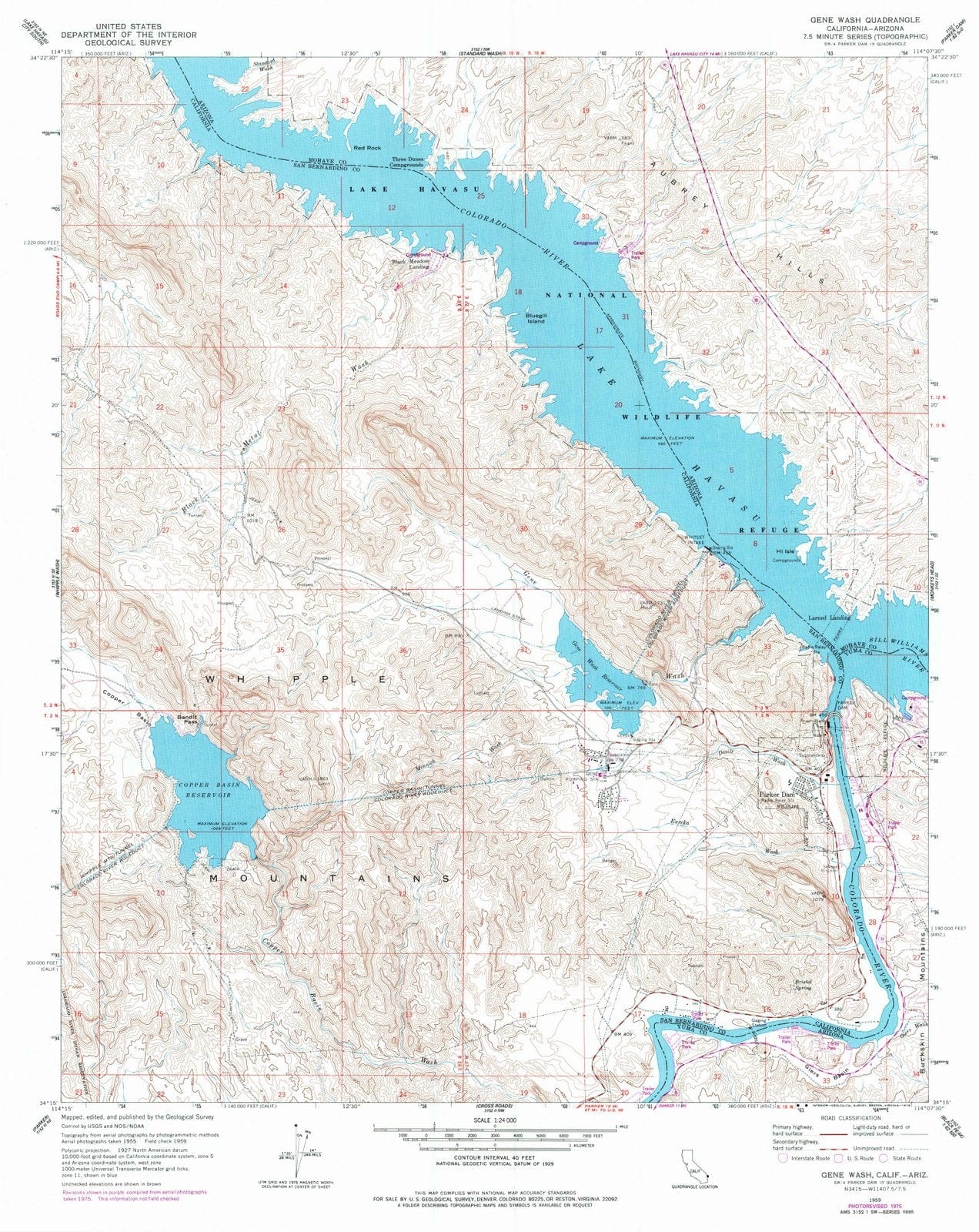 1959 Gene Wash, CA - California - USGS Topographic Map