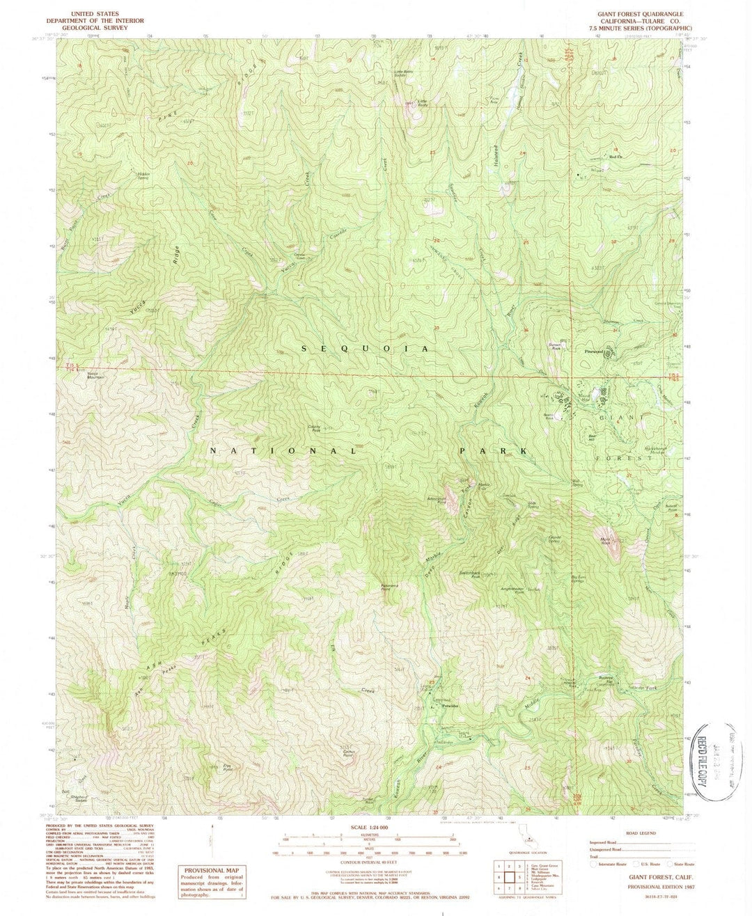 1987 Giant Forest, CA - California - USGS Topographic Map