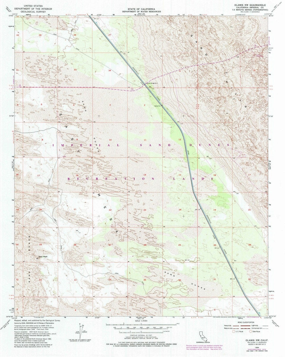 1954 Glamis, CA - California - USGS Topographic Map