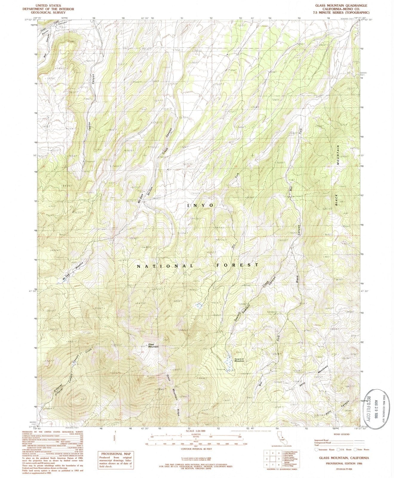 1986 Glass Mountain, CA - California - USGS Topographic Map