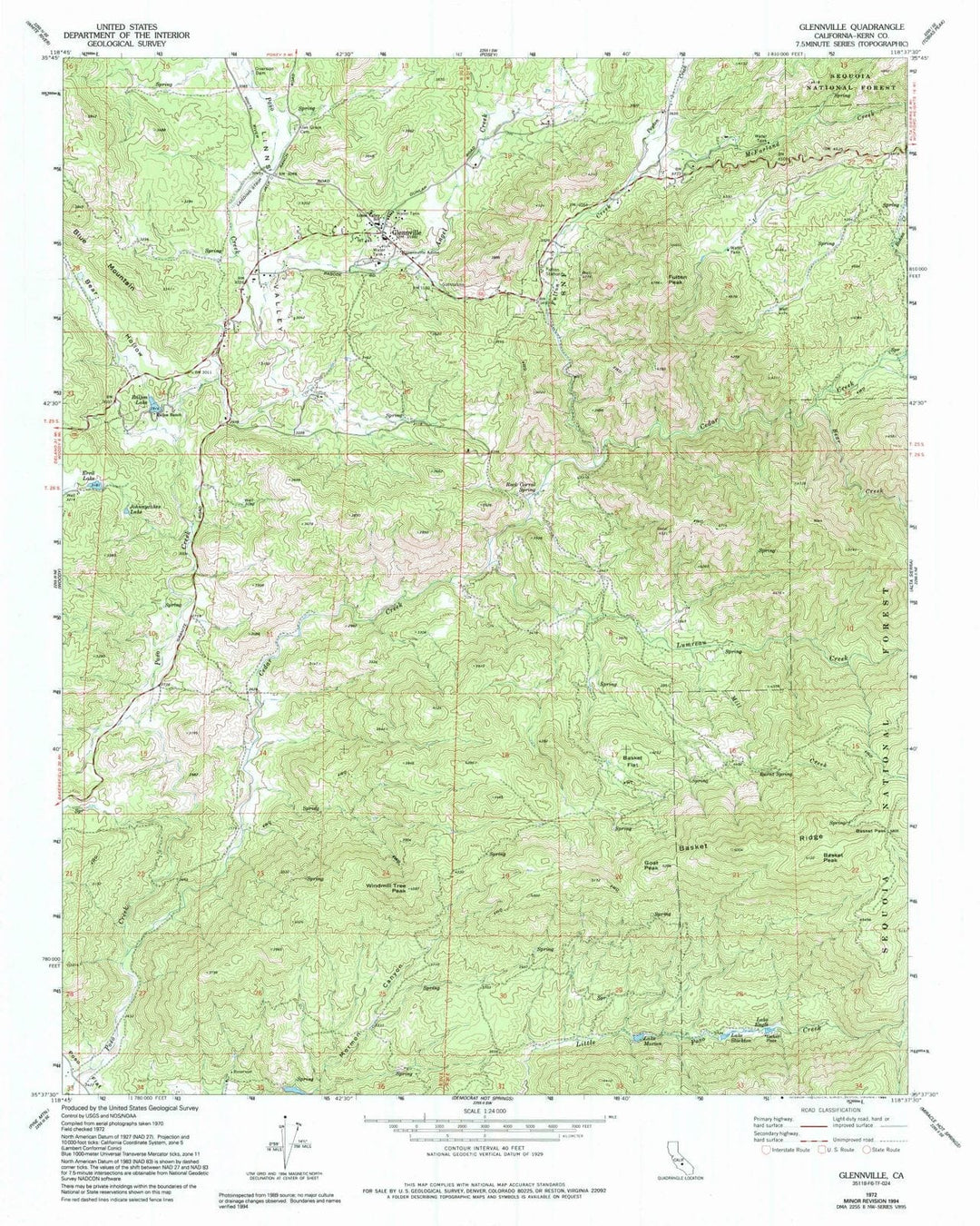 1972 Glennville, CA - California - USGS Topographic Map