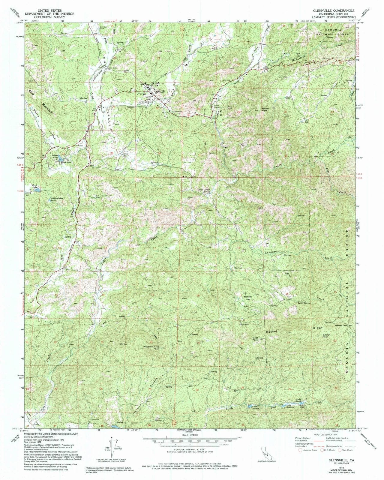 1972 Glennville, CA - California - USGS Topographic Map