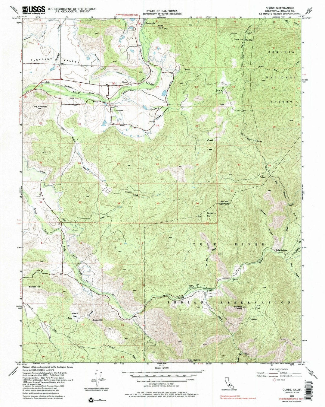 1956 Globe, CA - California - USGS Topographic Map
